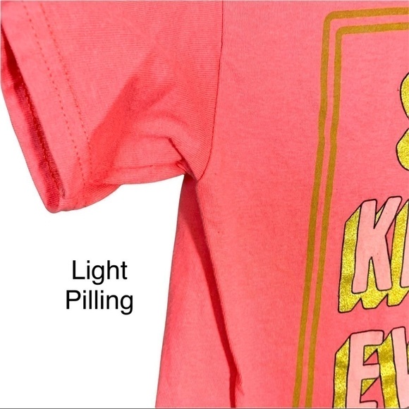 Gildan Coral Pink Gold Glitter Spread Kindness Everyday Graphic T-Shirt Size S - Picture 7 of 15